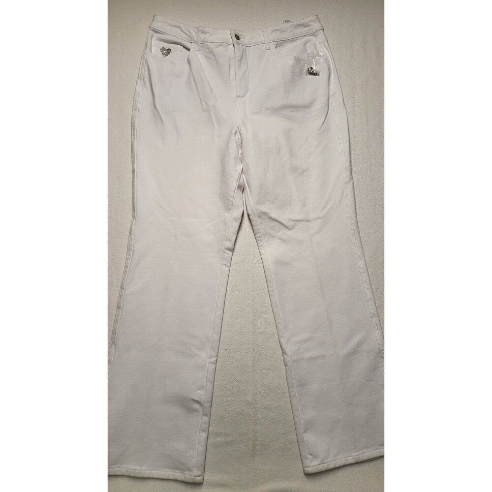 Dream Jeans By Quacker Factory womens white knit denim Sz 14 NWOT